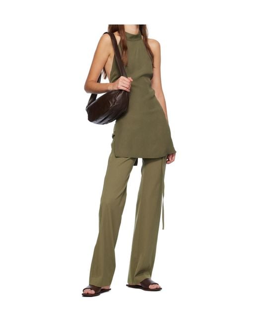 St. Agni Green Diagonal Stripe Casual Pants