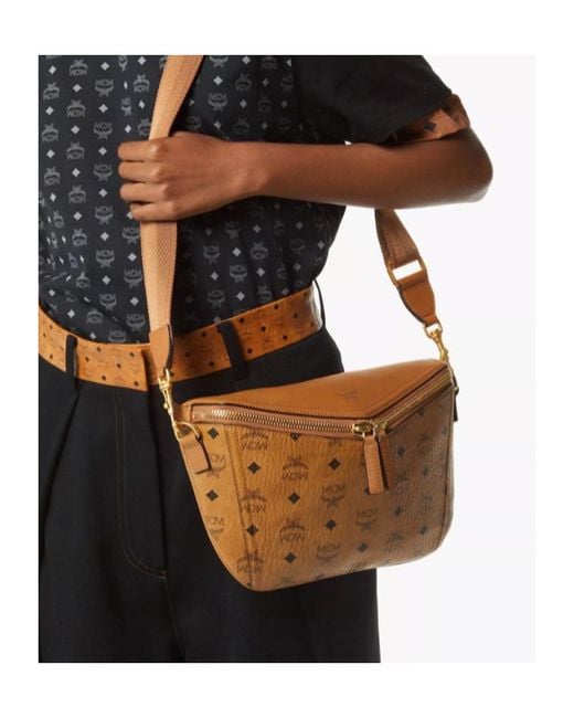 MCM Brown Small Diamant 3D Crossbody Bag for men
