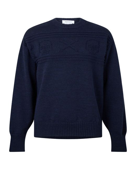 McQueen Blue Crew Neck Knit Sweater for men