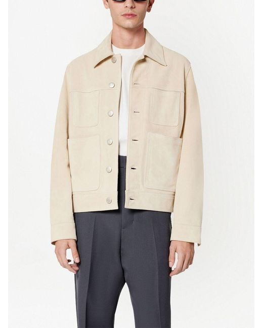 AMI Natural Suede Buttoned Shirt Jacket for men