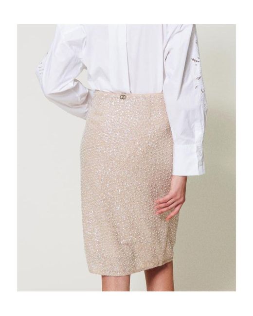 Twinset Natural Sequinned Skirt