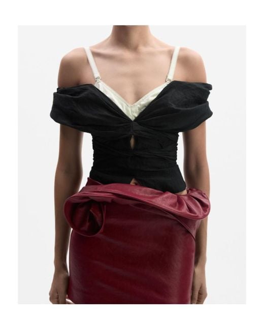 Magda Butrym Black Tie-Neck Blouse