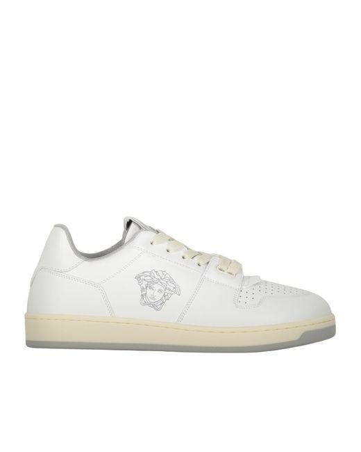 Versace White Medusa Head Lace-Up Sneakers for men