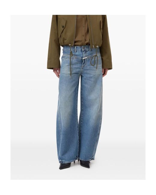 Closed Blue Barrel-Fit Wide-Leg Jeans