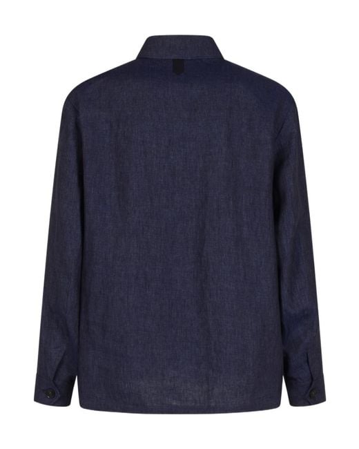 Canali Blue Utility Overshirt Jacket for men
