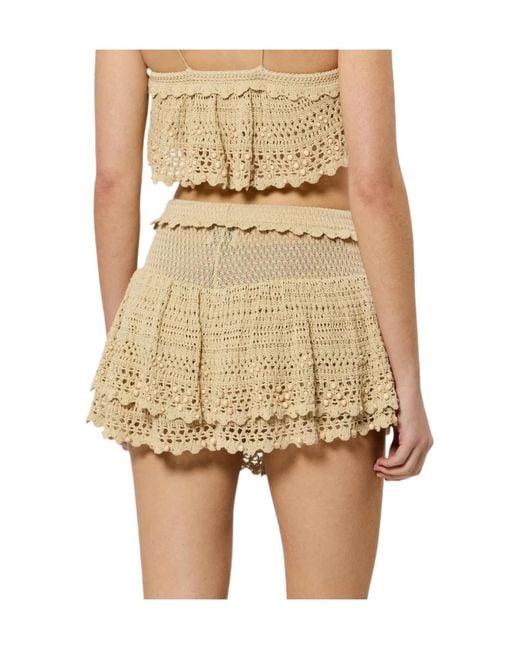Isabel Marant Natural Olzea Embellished Crochet Shorts