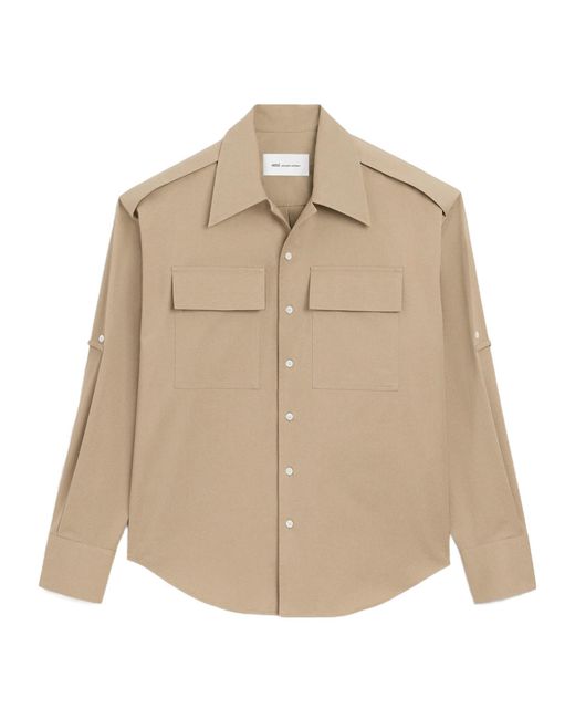 AMI Natural Cotton Saharienne Shirt for men