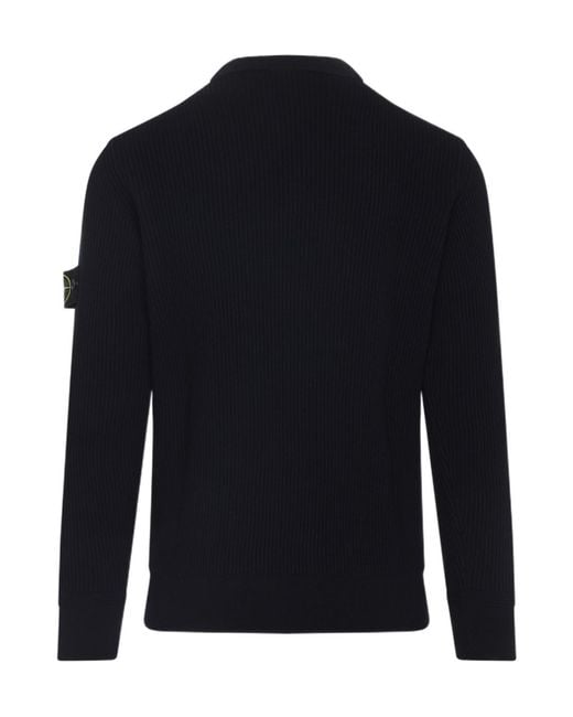 Stone Island Blue Logo Patch Crewneck Jumper for men