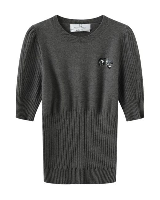 Marissa Chiara Gray Puff Sleeve Sweater