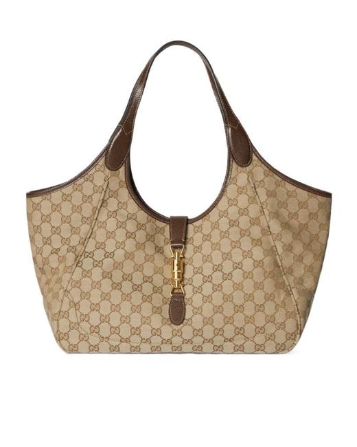 Gucci Brown Monogrammed Horsebit Detailed Tote Bag
