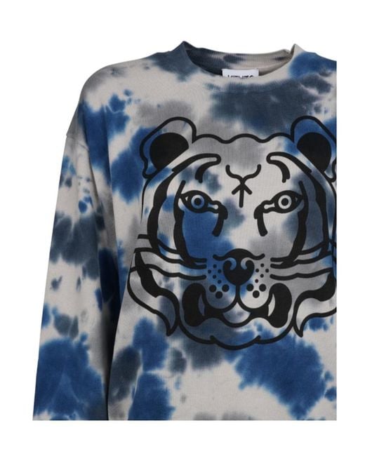 KENZO Blue Tie-Dyed Crewneck Sweatshirt