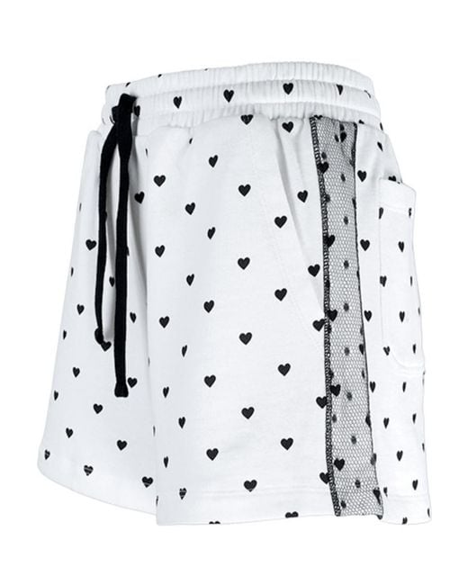 RED Valentino White Heart Printed Drawstring Shorts