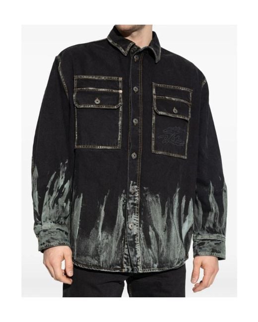 Off-White c/o Virgil Abloh Black Oversized Button-Up Denim Jacket for men