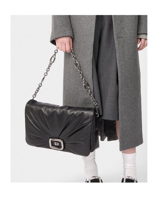 Roger Vivier Black Viv Choc Chain-Linked Large Shoulder Bag