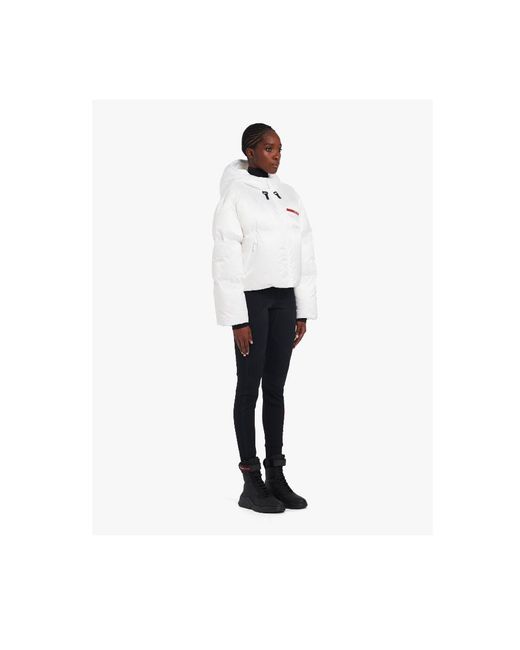 Prada White Cropped Technical Re-Nylon Down Jacket