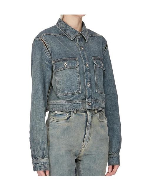 Rick Owens Blue Collared Long-Sleeved Casual Jacket