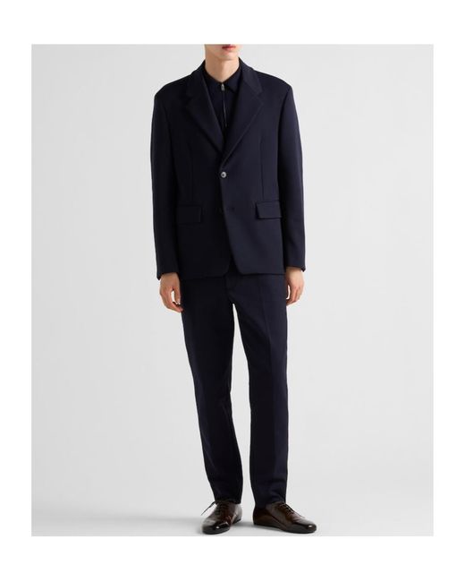 Prada Blue Single-Breasted Technical Gabardine Jacket for men