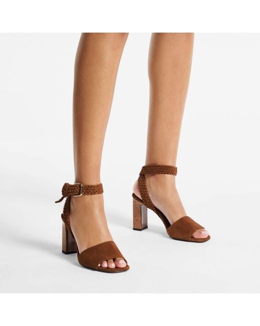 Jimmy Choo Brown Square-Toe High-Heeled Sandals