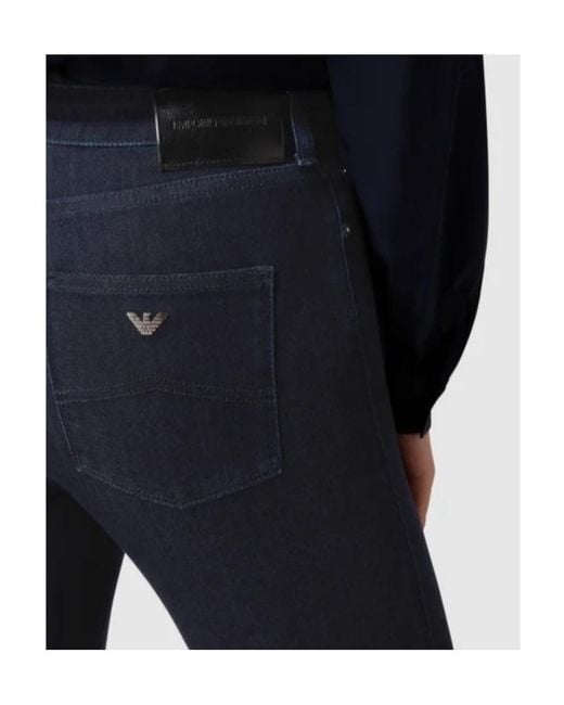 Emporio Armani Blue High-Waisted Slim-Cut Trousers