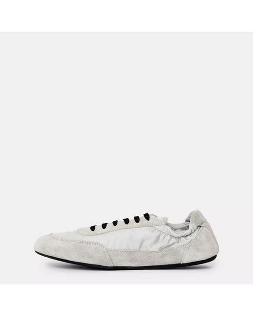 Prada White Collapse Re-Nylon And Suede Trainers
