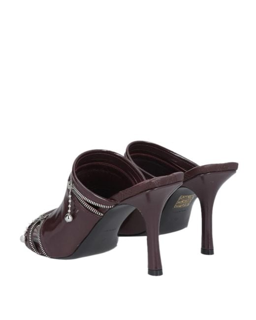 Burberry Brown Glossy Leather Slide Sandals