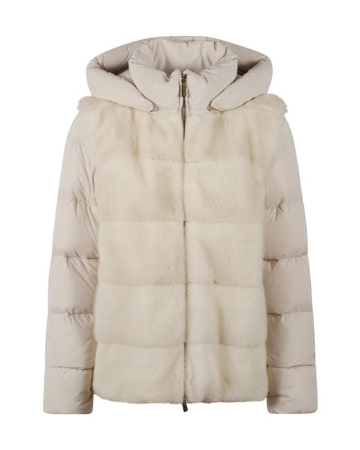 Moorer Natural Hooded Quilted Jacket