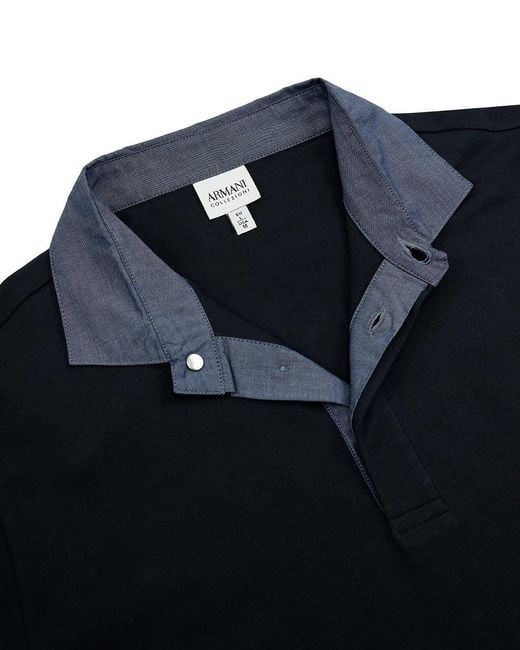 Armani Collezioni Black Logo Polo Shirt for men