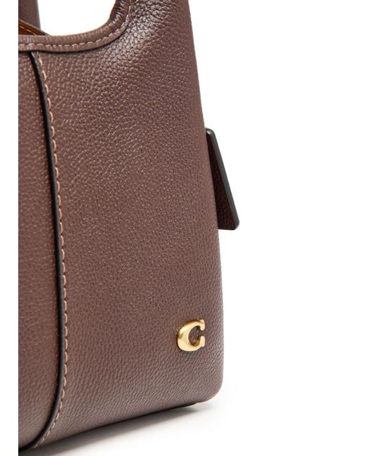 COACH Brown Lana 23 Polished Pebble Leather Shoulder Bag