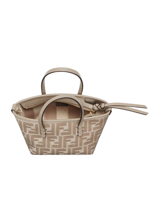 Fendi Natural Roll Mini Ff Jacquard Mini Tote Bag