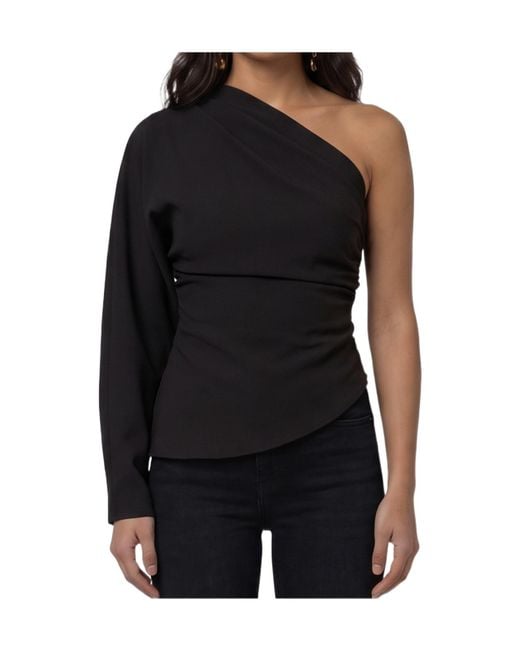 FEDERICA TOSI Black One-Shoulder Cady Blouse