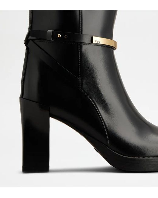 Tod's Black 80Mm Leather Boots