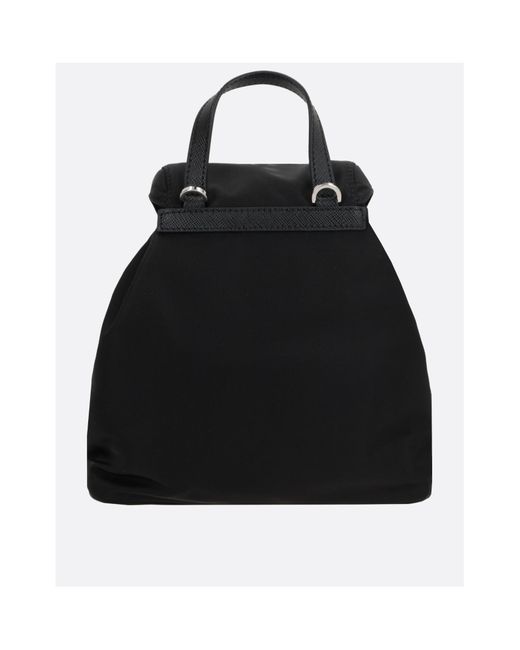 Prada Black Enamel Triangle-Logo Backpack