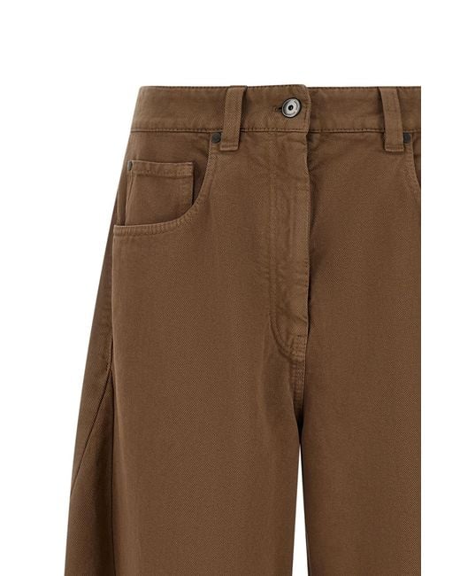 Brunello Cucinelli Brown Casual Trousers With Belt Loops