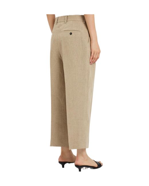 Totême  Natural Pleated Tapered-Leg Linen Trousers