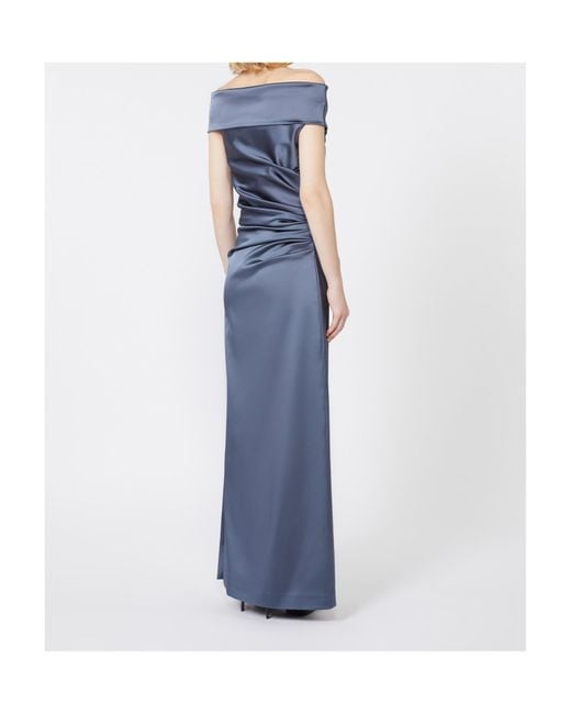 Max Mara Blue Long Stretch Satin Dress
