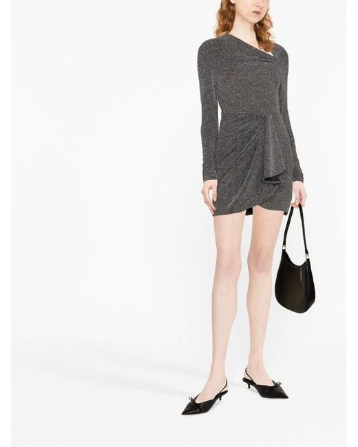 Isabel Marant Gray Shimmer Asymmetric-Neck Top