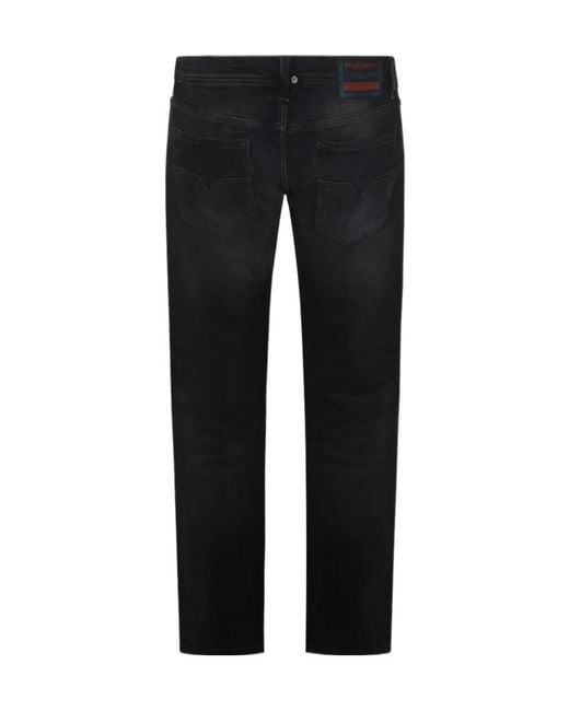 DIESEL Black Logo Patch Straight-Leg Skinny Jeans for men