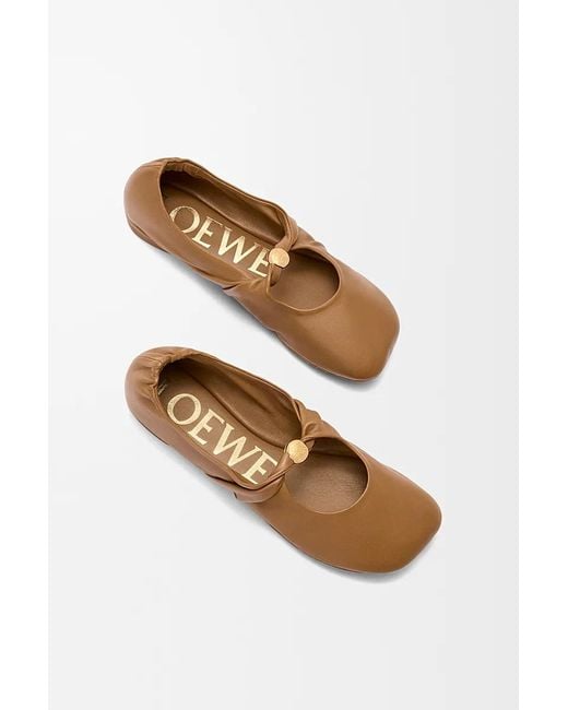 Loewe Brown Pebble Soft Ballerina Shoes