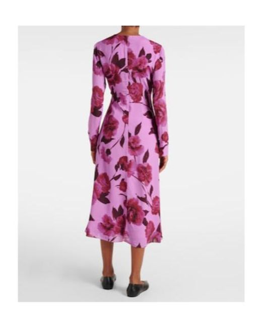 Erdem Purple Floral Crepe Midi Dress