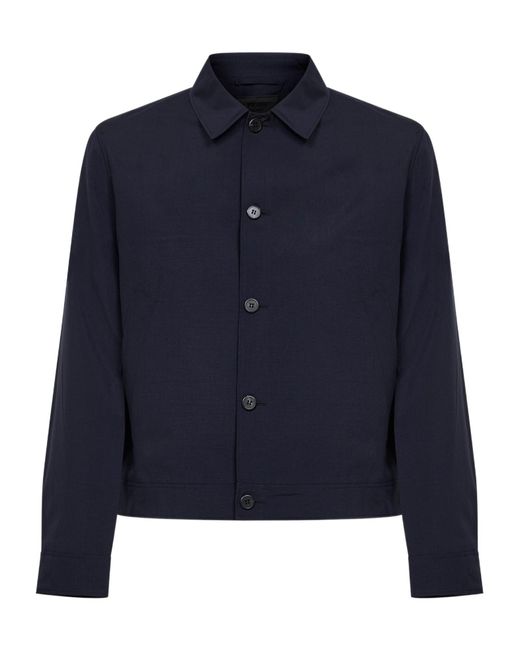 Prada Blue Long-Sleeved Button-Up Jacket for men