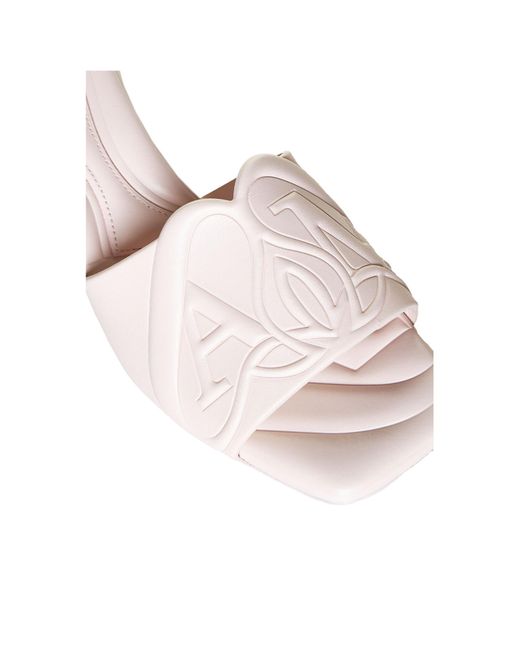 McQueen Pink The Seal Embossed Slip-On Sandals