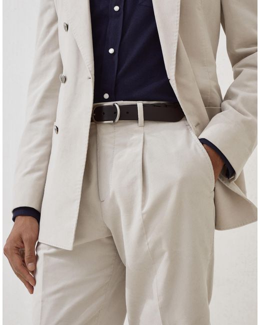 Brunello Cucinelli Blue Pleated Tailored Trousers for men
