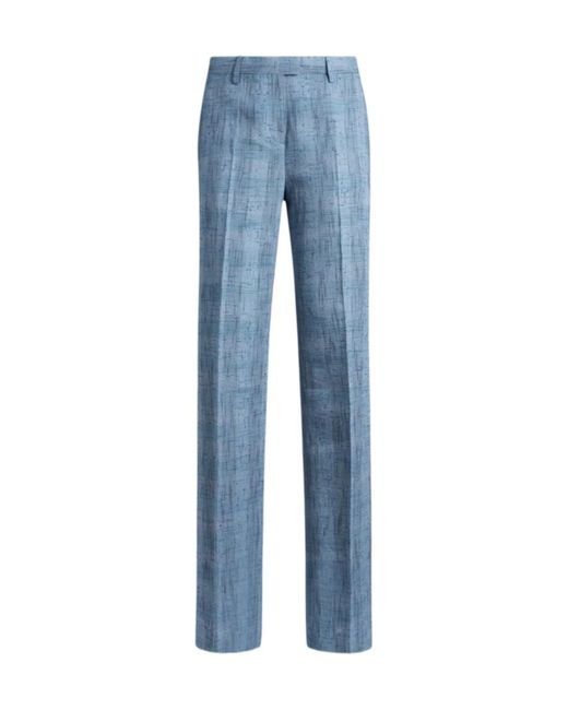 Etro Blue Textured Straight Leg Pants
