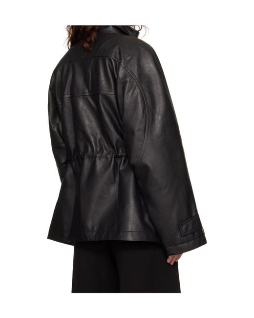 Juun.J Black Faux-Leather Jacket