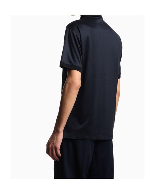 Emporio Armani Blue Logo-Embroidered Polo Shirt for men