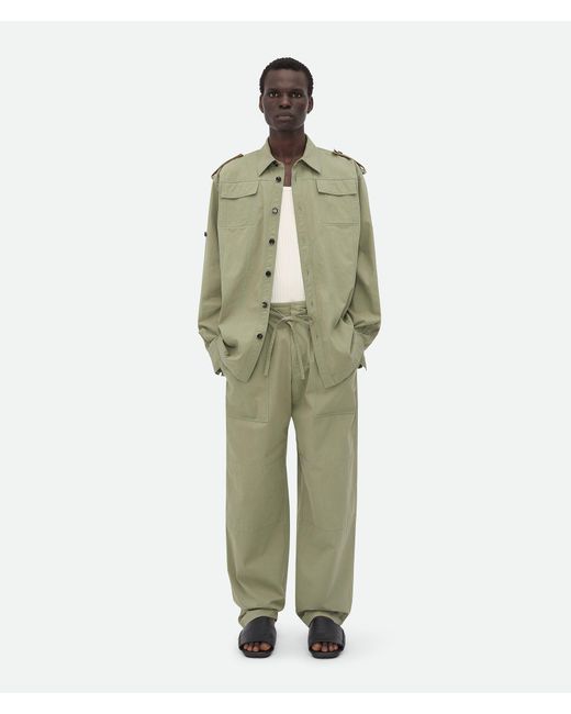 Bottega Veneta Green Light Cotton Twill Trousers for men