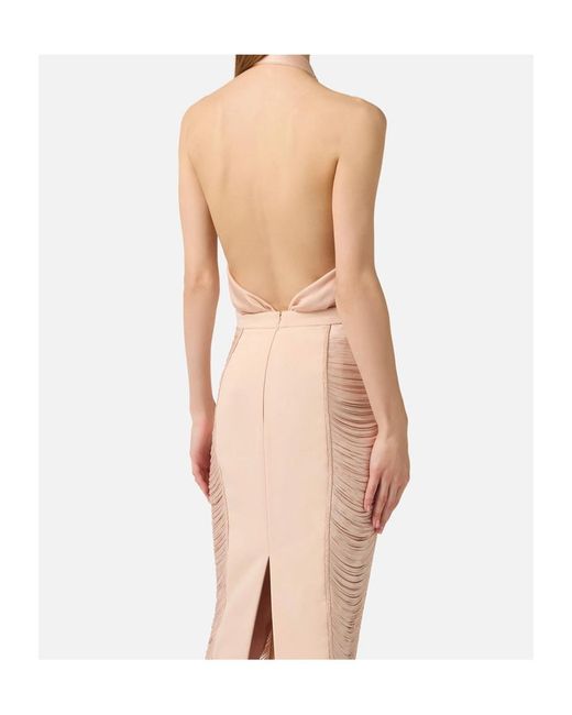 Elisabetta Franchi White Halter-Neck Draped Jersey Top