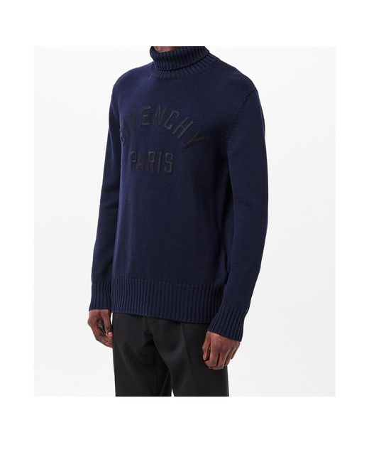 Givenchy Blue High-Neck Knit Sweater for men