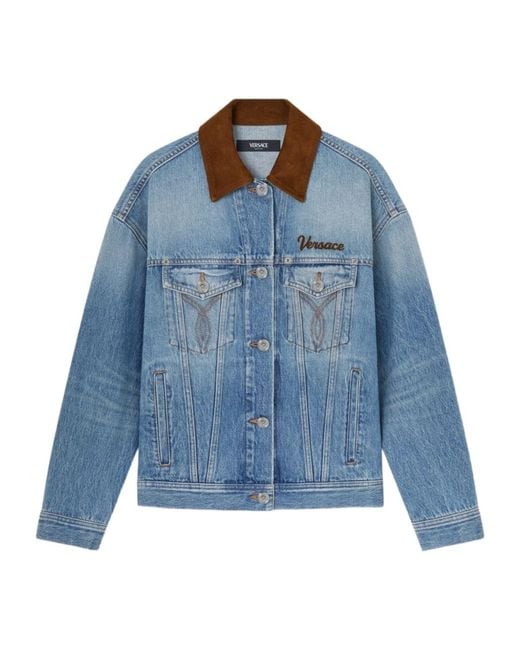 Versace Blue Button-Up Denim Jacket