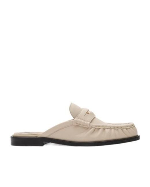 Burberry White Leather Cadet Mules